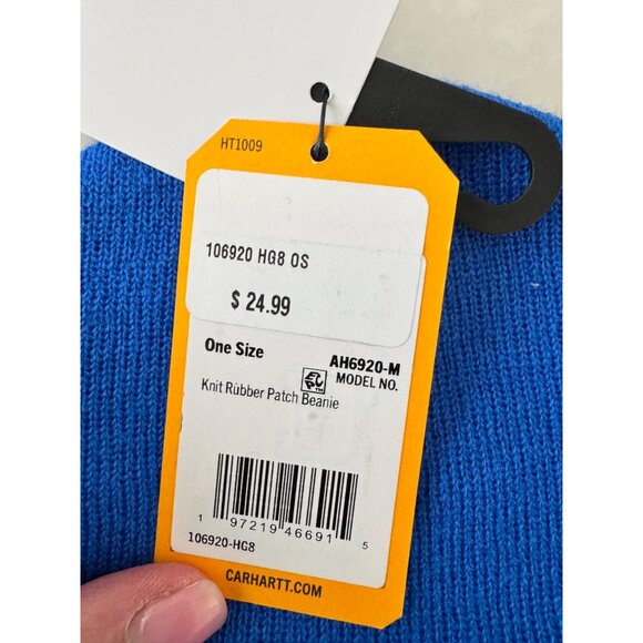 Carhartt Knit Ribbed Patch Beanie Royal Blue NWT $25 - Picture 3 of 4